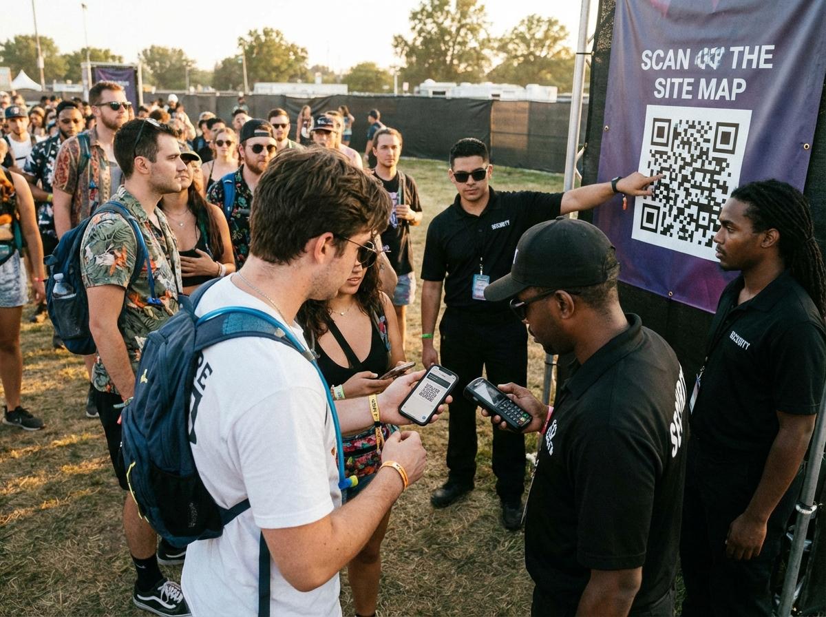 Eventdeltager scanner QR-kode som kan opdateres centralt.