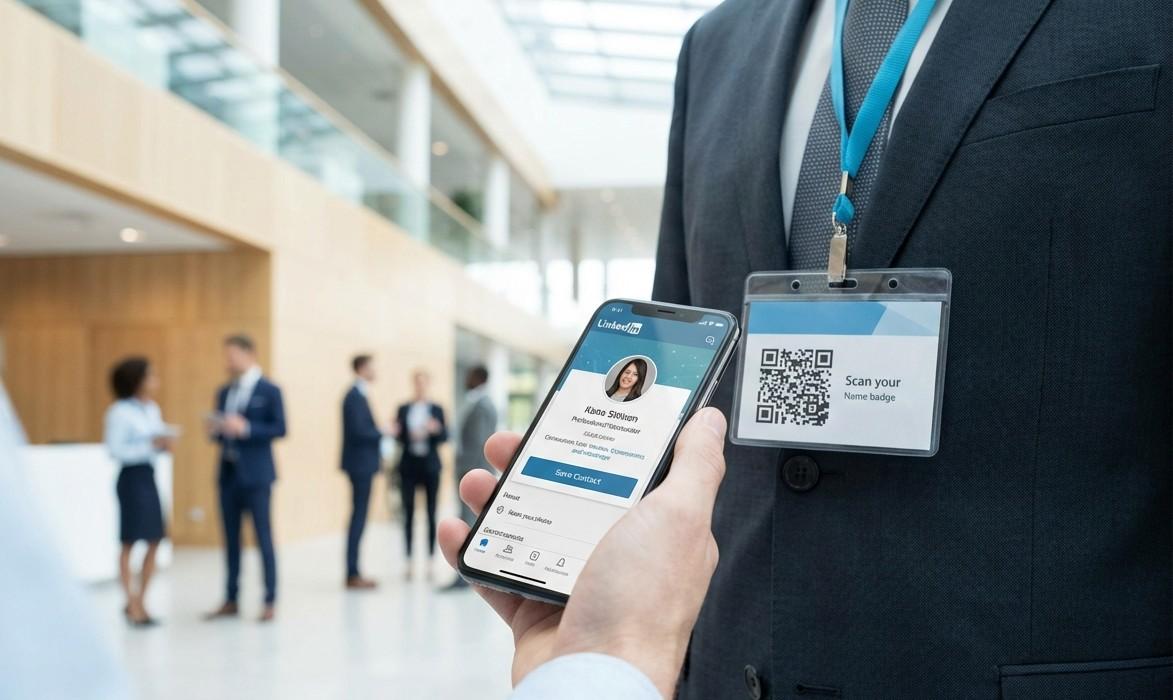 Professionel networking med QR-kode til LinkedIn.