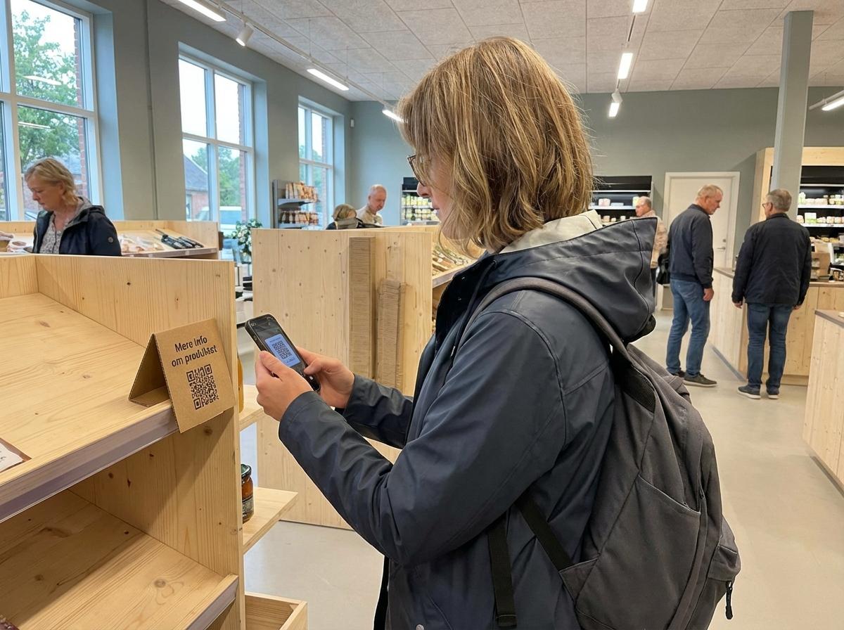 QR-kode i butiksmiljø klar til brug i digitale assets.
